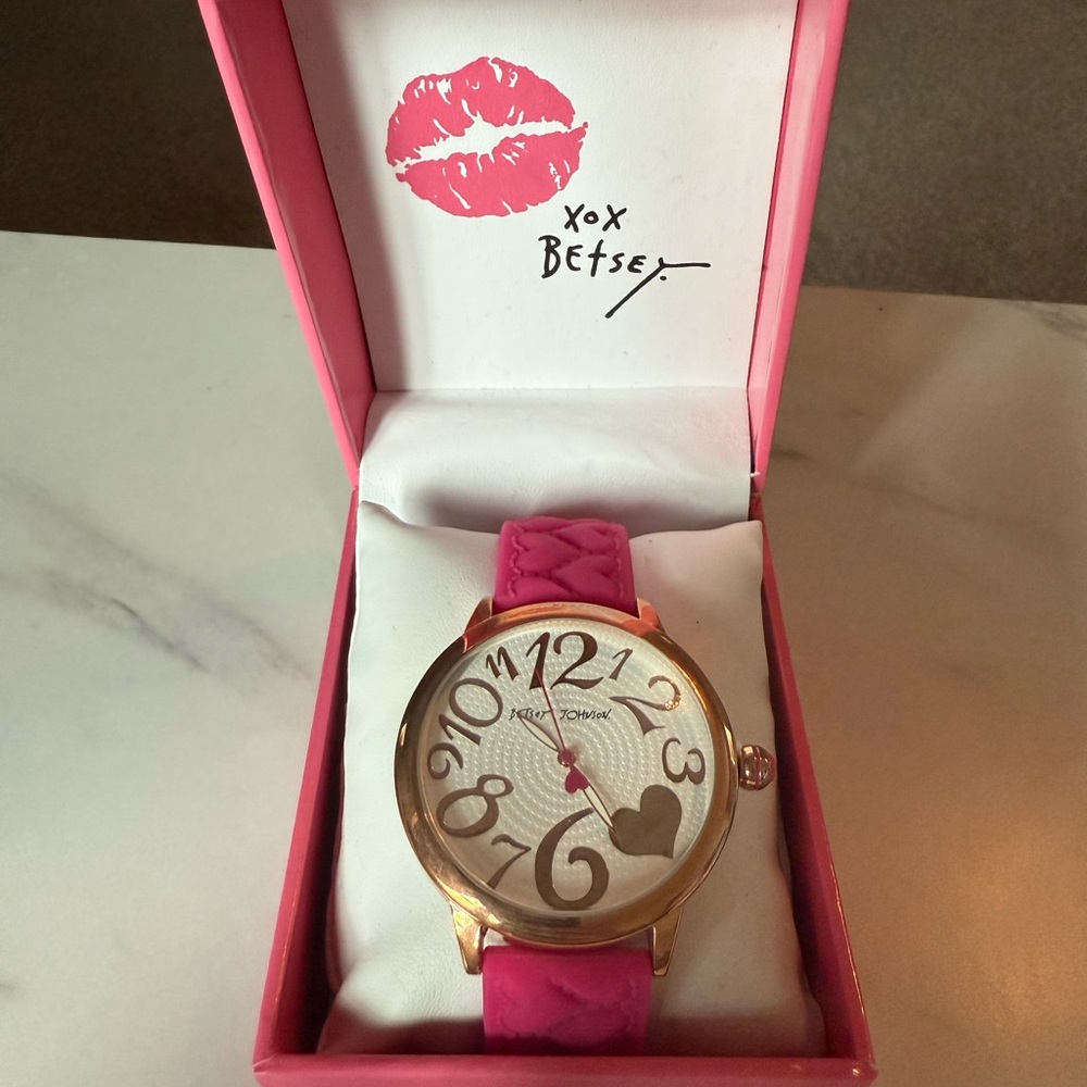 Betsey Johnson Pink and Gold Watch